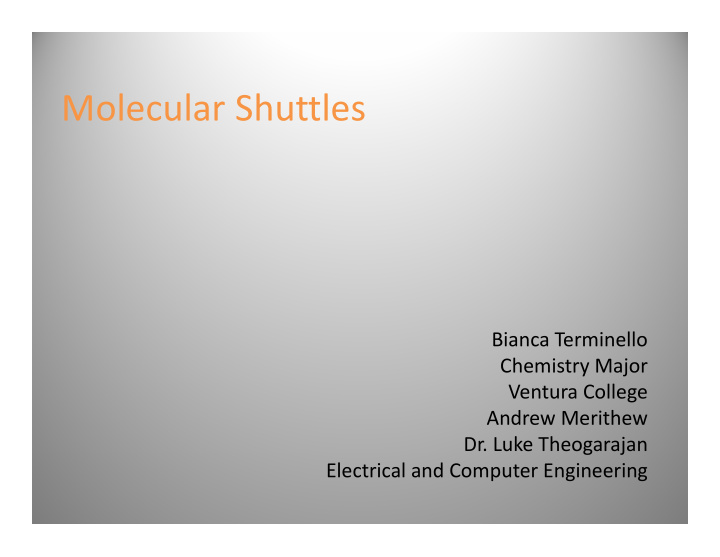 molecular shuttles molecular shuttles
