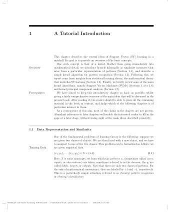 1  A Tutorial Introduction  This chapter describes the central ideas of Support Vector (SV)