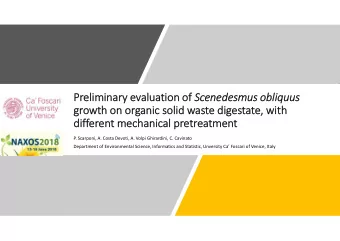 Prelim  elimin  inary ary ev  eval  aluati  uation  on of of Scenedesmus obliquus  gr  growth  th