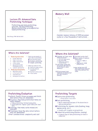 1  Prefetching Implementations  Recall Stream Buffer Diagram  Sequential and stride prefetching