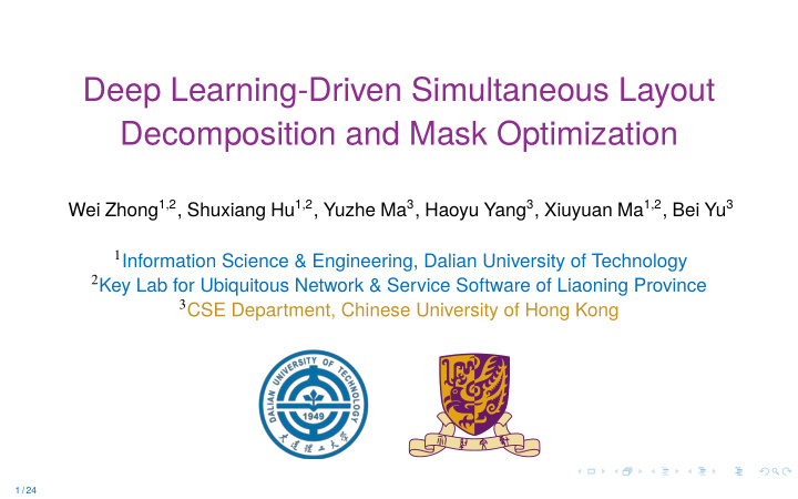 deep learning driven simultaneous layout decomposition