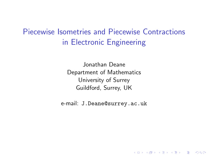 piecewise isometries and piecewise contractions in