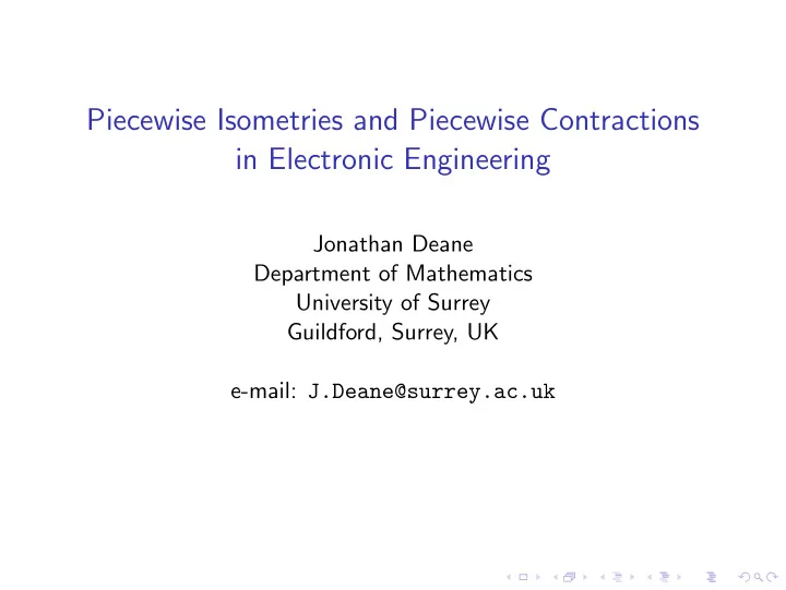 piecewise isometries and piecewise contractions in