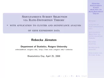 1 Analysis of high-dimensional data  Theory  Outline 2 Simultaneous Selection via  Analysis of