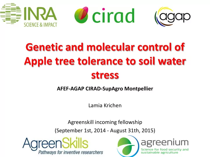 genetic and molecular control of apple tree tolerance to