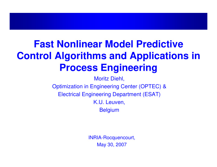 fast nonlinear model predictive control algorithms and