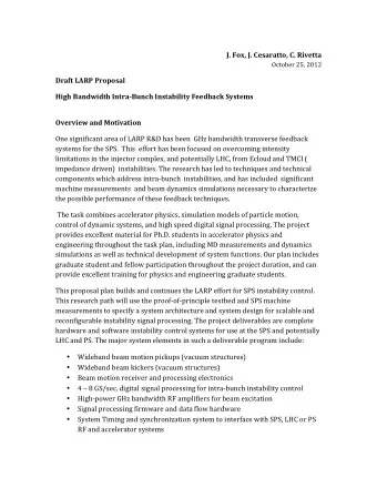 J.  Fox,  J.  Cesaratto,  C.  Rivetta    October  25,  2012    Draft