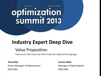 Industry Expert Deep Dive  Value Proposition  How to turn that shiny, new Value Prop into a
