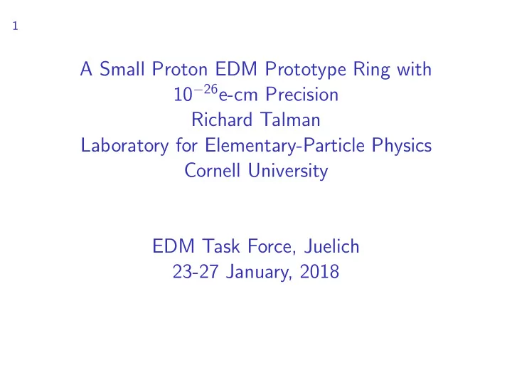 a small proton edm prototype ring with 10 26 e cm