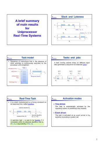 Slack  and  Lateness D i  i  t a i s i f i d i  R R i  slack = d slack i = d i - f i  f D i