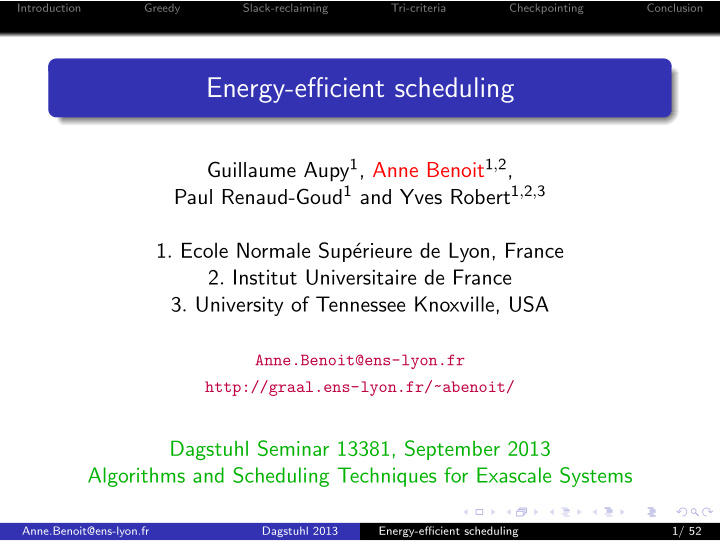 energy efficient scheduling