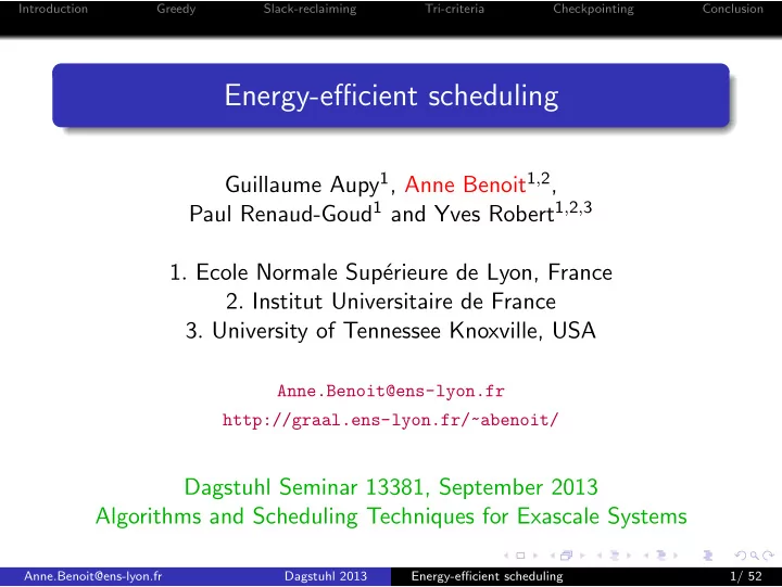 energy efficient scheduling