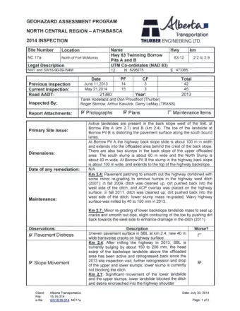 -Atheb. GEOHAZARD ASSESSMENT PROGRAM NORTH CENTRAL REGION - ATHABASCA      Transportation