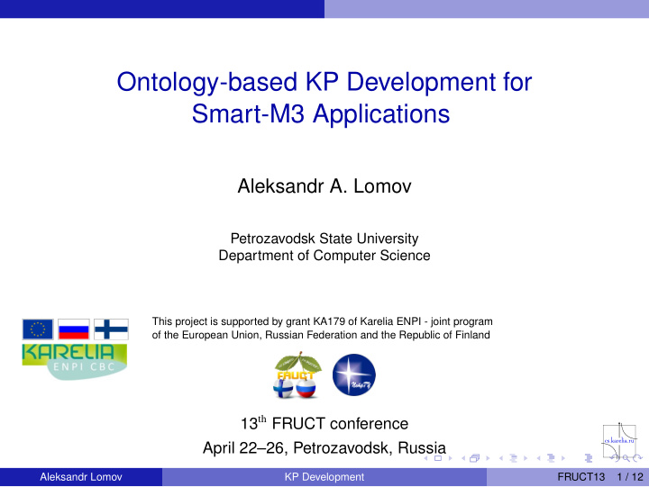 ontology based kp development for smart m3 applications