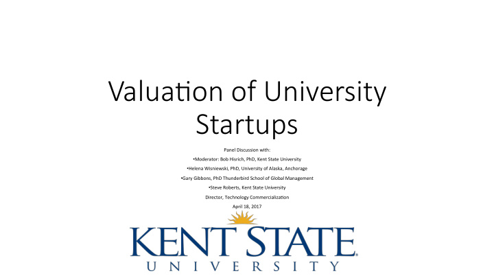 valua on of university startups