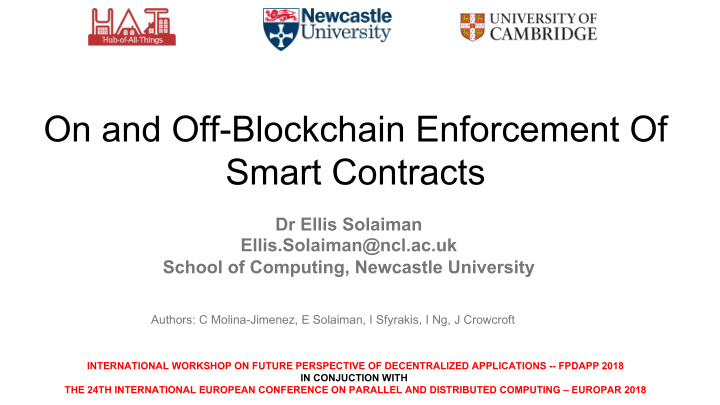 on and off blockchain enforcement of smart contracts