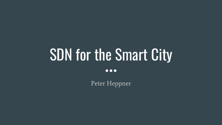 sdn for the smart city