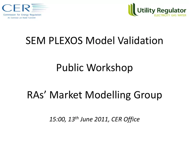 sem plexos model validation public workshop ras market