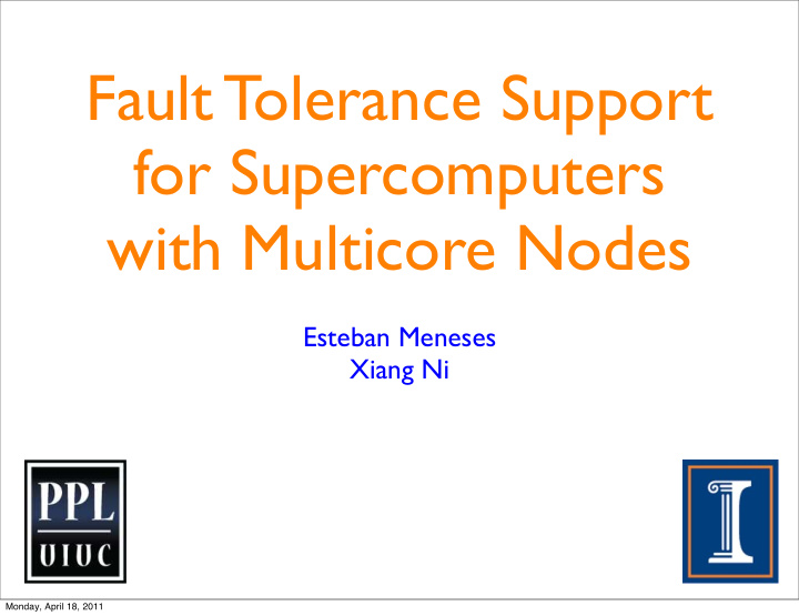 fault tolerance support for supercomputers with multicore