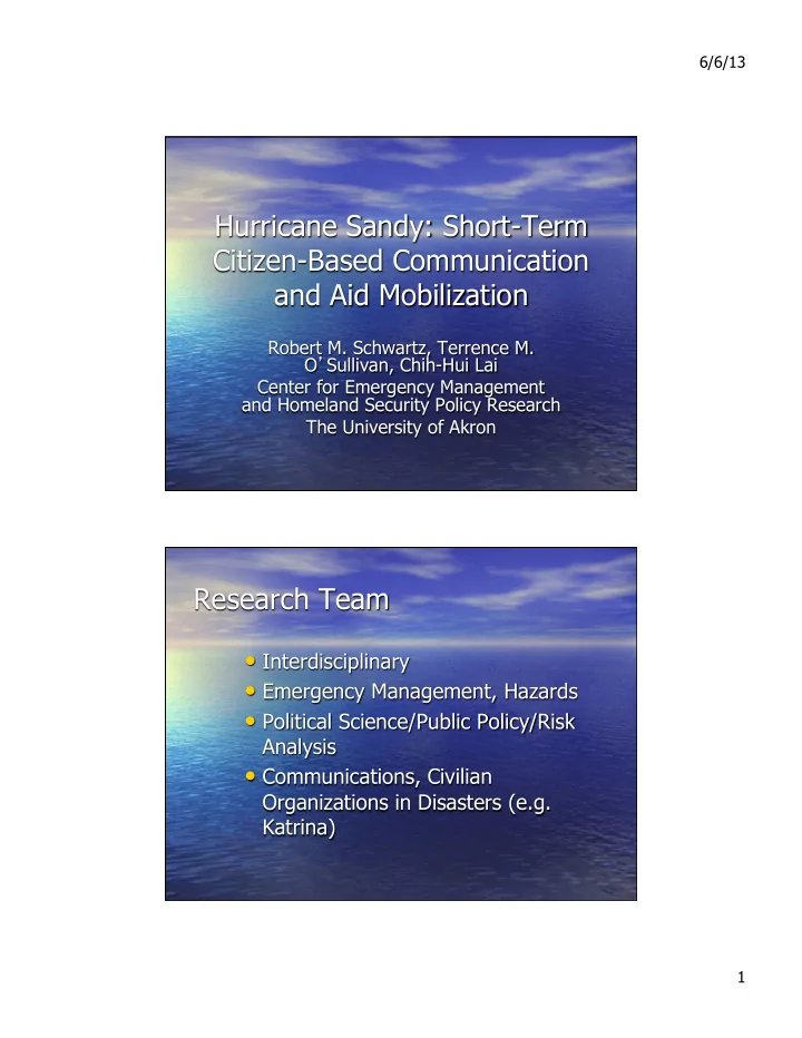 hurricane sandy short term citizen based communication