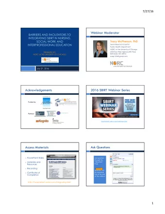 NORC at the University of Chicago  PRESENTED BY:  4350 East West Highway 8th Floor,  Bethesda, MD