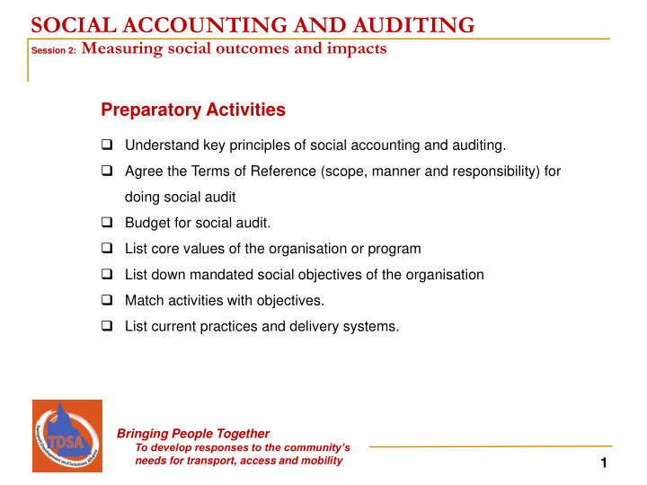 social accounting and auditing