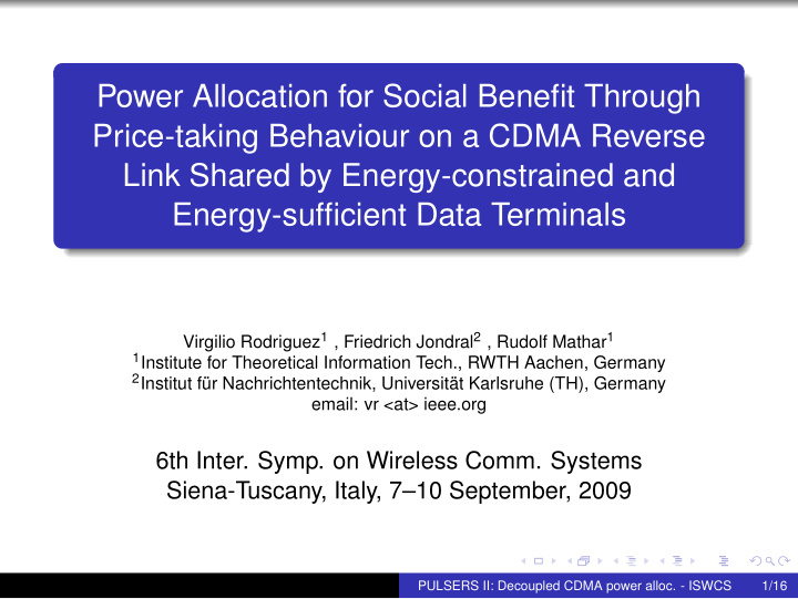 power allocation for social benefit through price taking