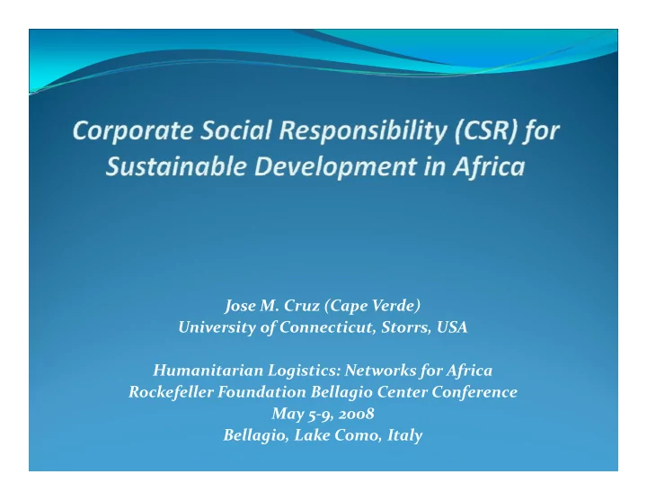 jose m cruz cape verde university of connecticut storrs