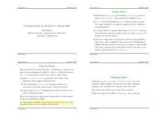 Voting Rules  Well discuss voting rules for selecting a single winner from a finite set of