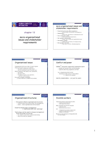 socio-organizational    human and technical requirements    Soft system s m ethodology