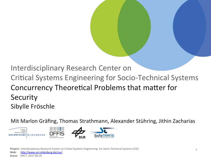 interdisciplinary research center on cri3cal systems