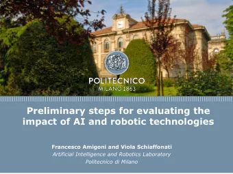 Preliminary steps for evaluating the  Titolo presentazione  impact of AI and robotic technologies