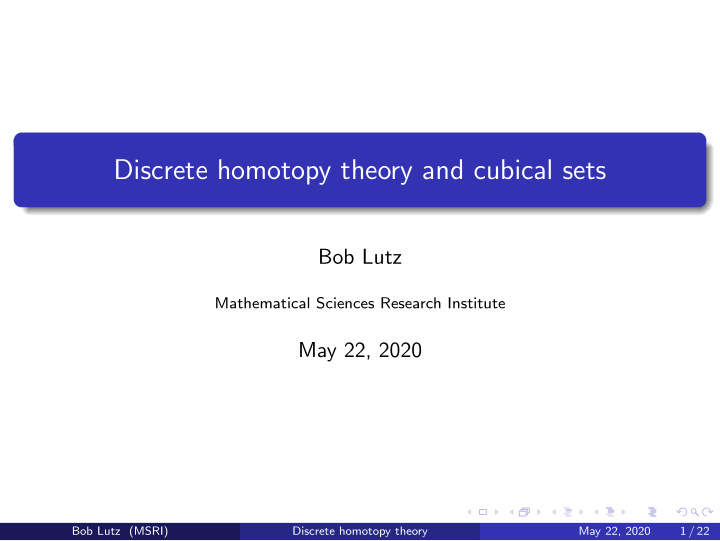 discrete homotopy theory and cubical sets