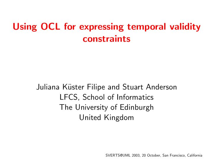 using ocl for expressing temporal validity constraints