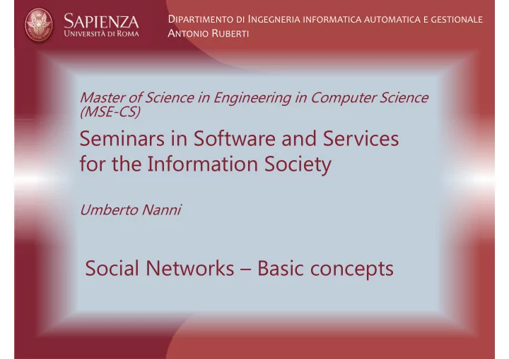 seminars in software and services for the information