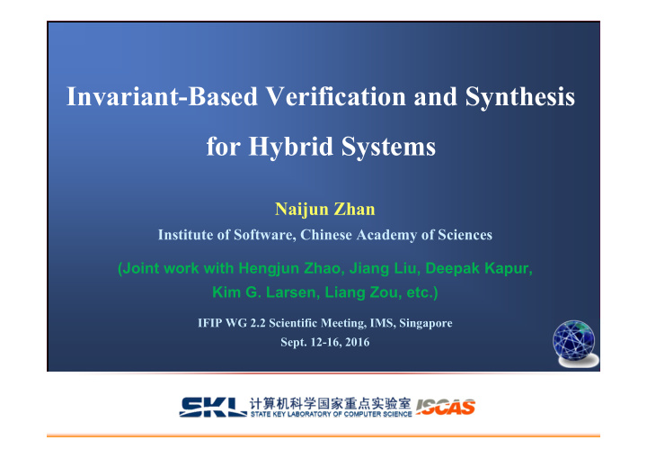 invariant based verification and synthesis for hybrid