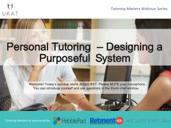 Personal Tutoring  Personal Tutoring  Designing a  Designing a  Purposeful  Purposeful System