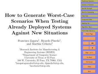 How to Generate Worst-Case  Crisp Case  Scenarios When Testing  Component-Wise . . .  Applying the