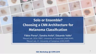 Solo or Ensemble?  Choosing a CNN Architecture for  Melanoma Classification  Fbio Perez, Sandra
