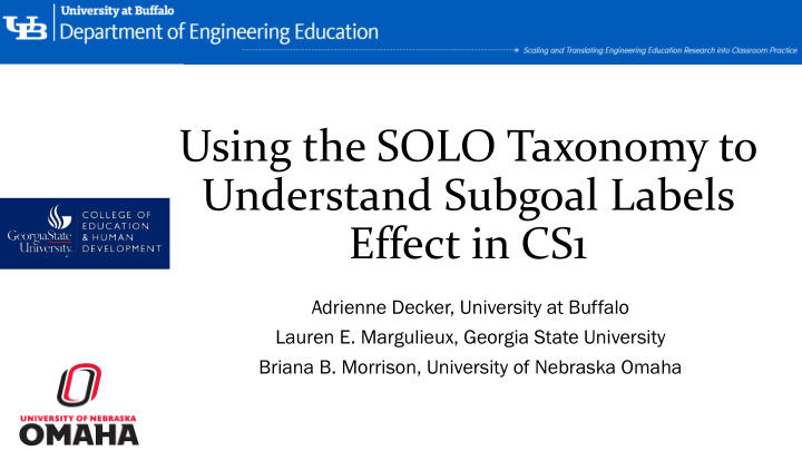 using the solo taxonomy to understand subgoal labels