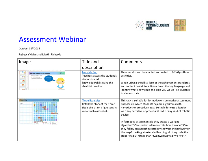 assessment webinar