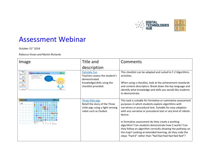 assessment webinar
