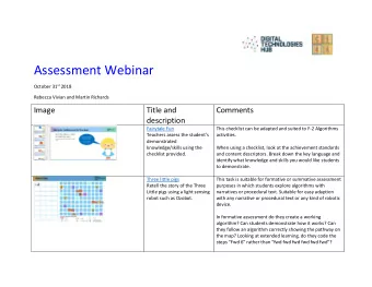 Assessment Webinar October 31 st 2018  Rebecca Vivian and Martin Richards  Image  Title and
