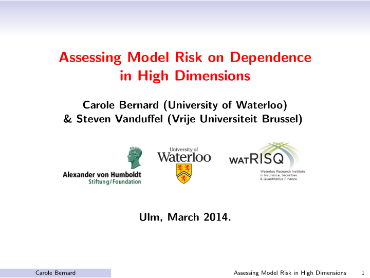 assessing model risk on dependence in high dimensions