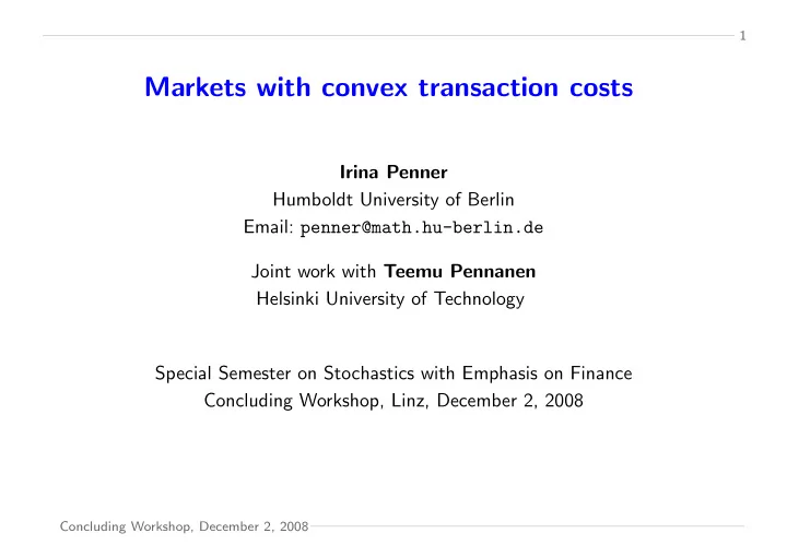 markets with convex transaction costs