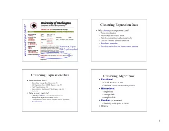 Clustering Expression Data  www.cs.washington.edu/527   Why cluster gene expression data?