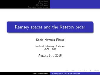Ramsey spaces and the Katetov order  Sonia Navarro Flores  National University of Mexico  BLAST
