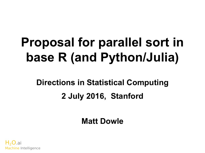 proposal for parallel sort in base r and python julia