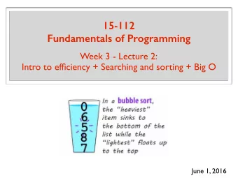15-112 Fundamentals of Programming  Week 3 - Lecture 2:  Intro to efficiency + Searching and