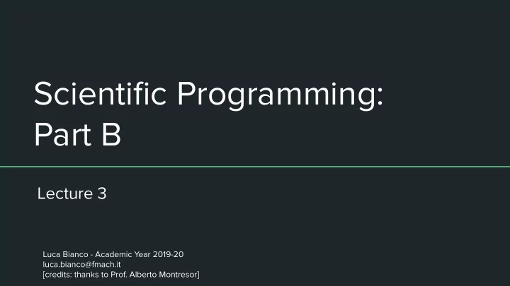 scientific programming part b